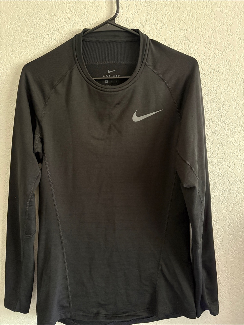 Nike Black Long Sleeve Dri-FIT Crew Top with Reflective Swoosh